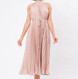 Dreaming Pleated Satin Midi Dress